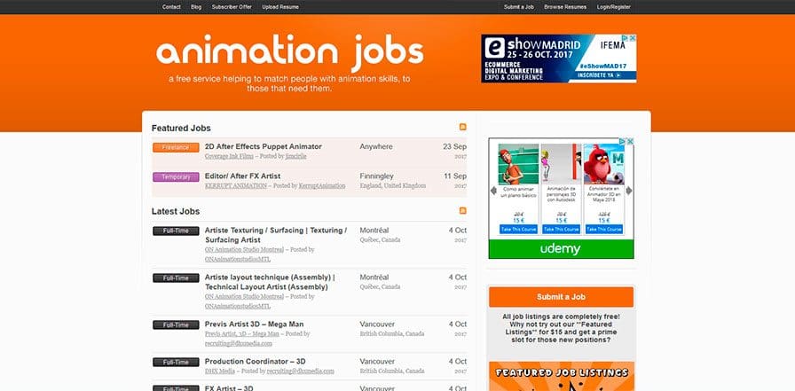 ofertas de empleo para artistas digitales. Animación 2d & 3d, ilustración, arte 3d, diseño, VFX, postproducción y arte digital. Portales de empleo especializado de la industria del cine, publicidad, videojuegos y TV