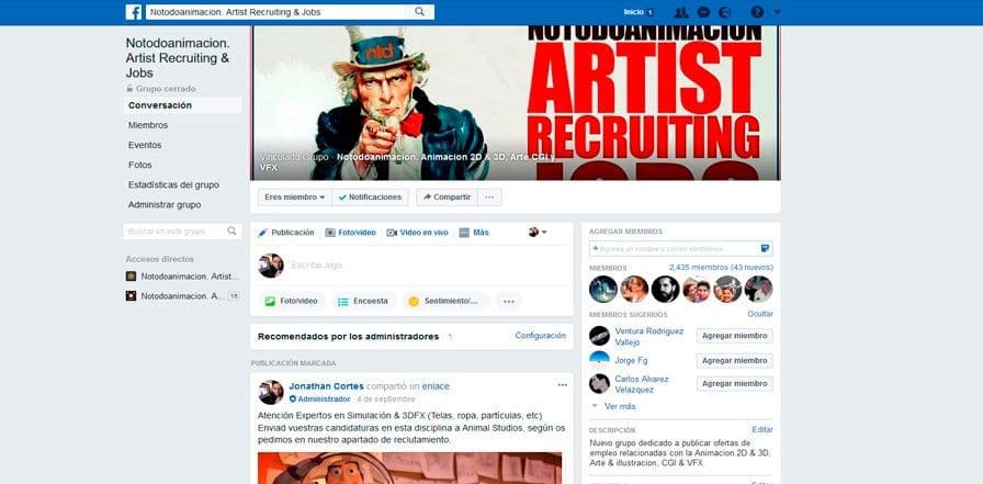comunidad empleo 3d vfx animacion en faceboook
