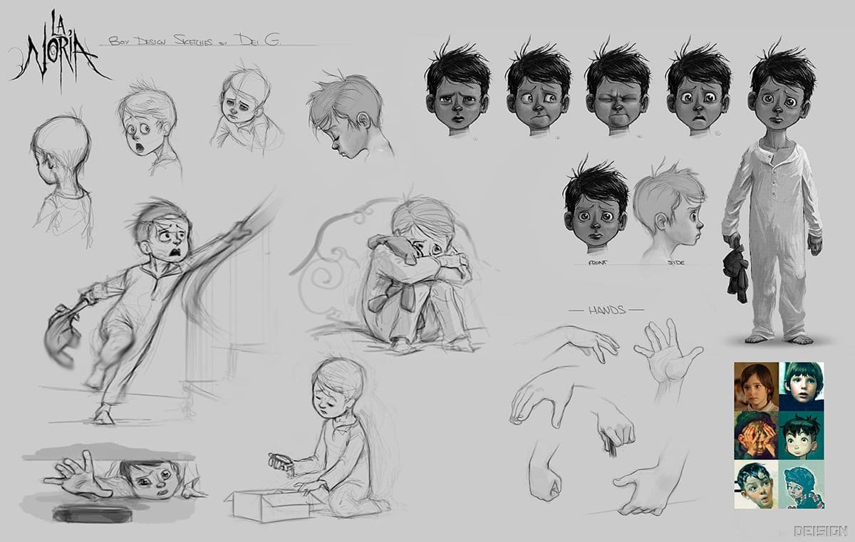 diseño de personajes cortometraje de animacion la noria de carlos baena
