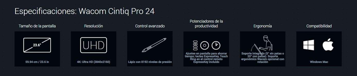 wacom cintiq pro 24 especificaciones