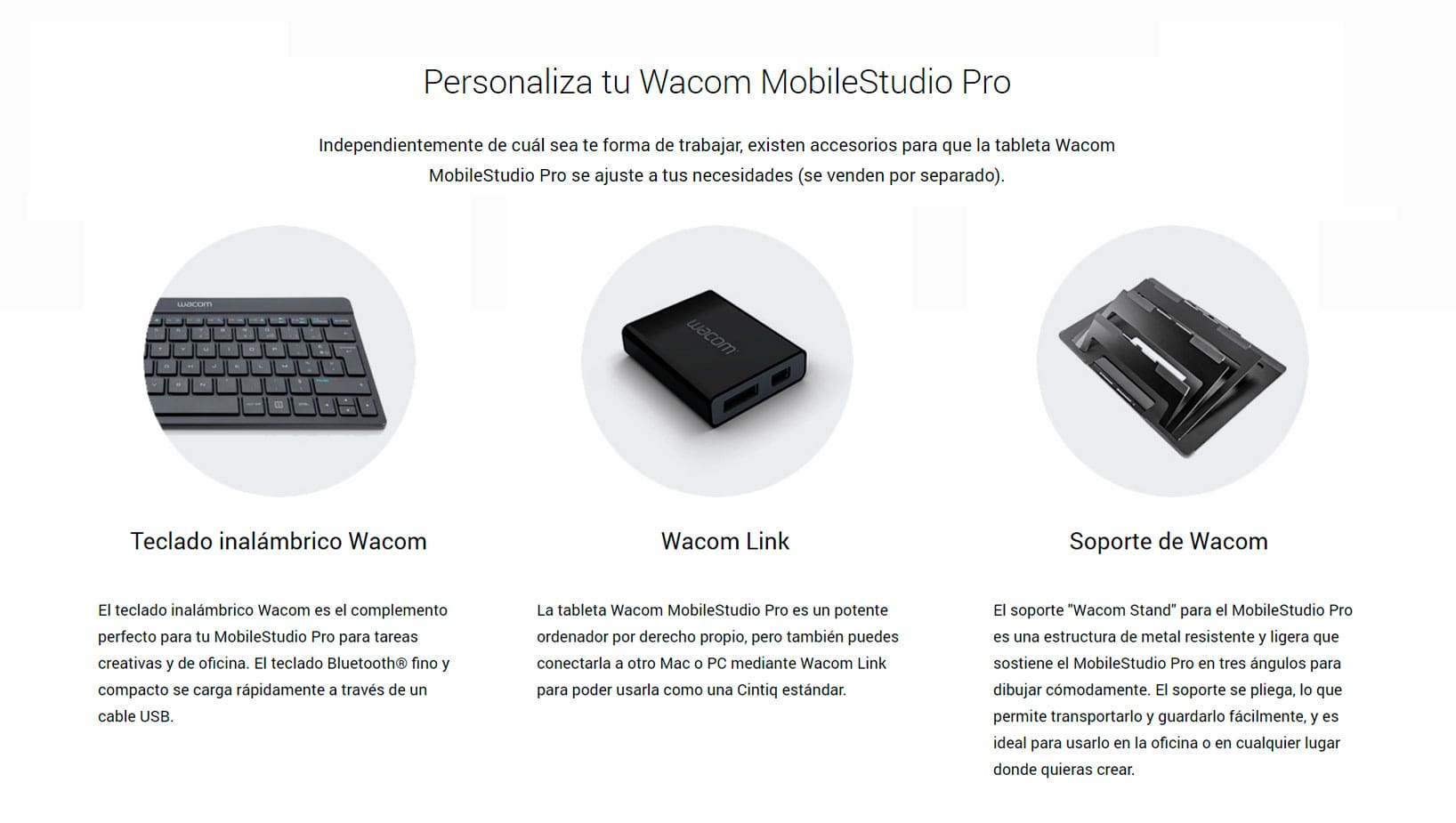 wacom teclado inalambrico, wacom link plus y soporte