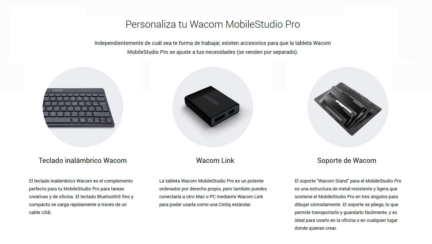 wacom teclado inalambrico, wacom link plus y soporte