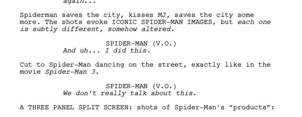 guion spider man script (spider-verse)