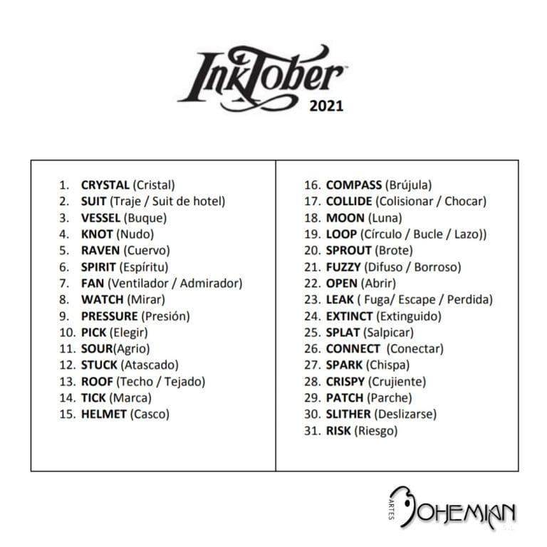LISTA INKTOBER 2021