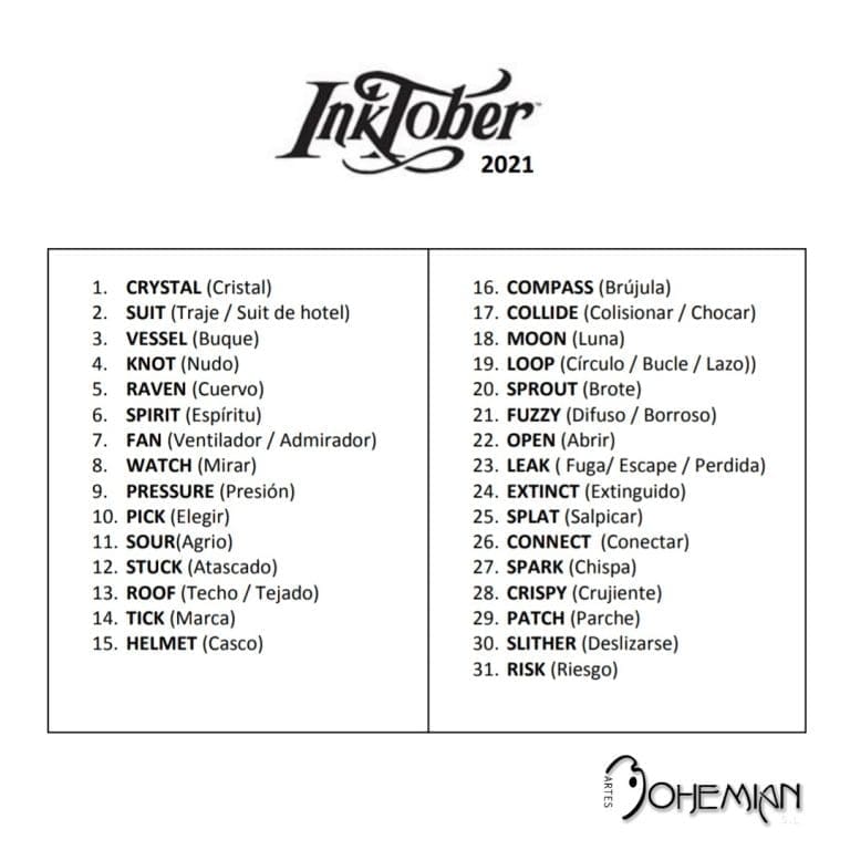 LISTA INKTOBER 2021
